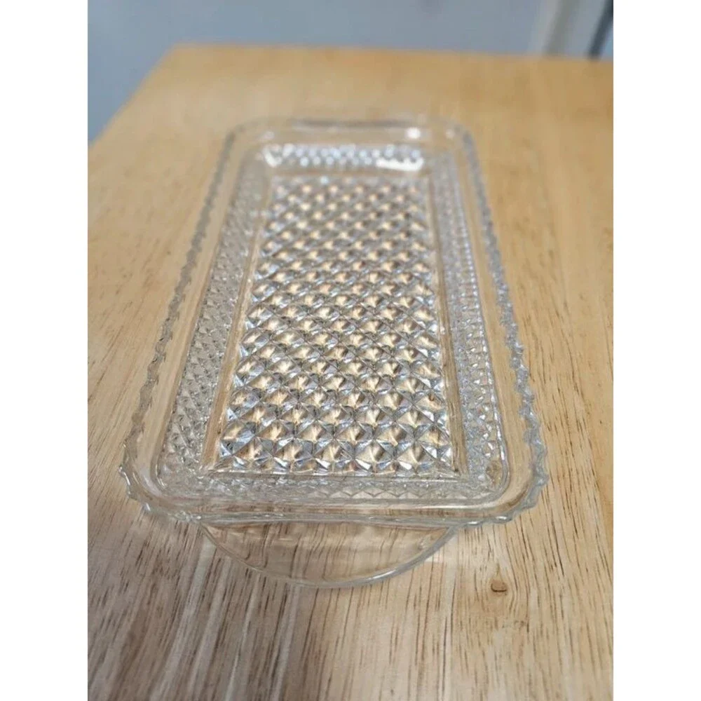 Vintage Clear Pressed Glass Trinket/Serving Dishes Set of 2